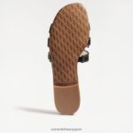 jp Sam Edelman 女性 ベイスライドサンダル 黒い革 4NFV0P12 履物 - Image 6