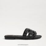 jp Sam Edelman 女性 ベイペルラ スライドサンダル 黒い革 4NFV0P497 履物 - Image 2