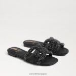 jp Sam Edelman 女性 ベイペルラ スライドサンダル 黒い革 4NFV0P497 履物