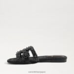 jp Sam Edelman 女性 ベイペルラ スライドサンダル 黒い革 4NFV0P497 履物 - Image 4
