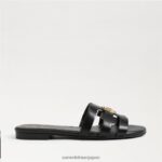 jp Sam Edelman 女性 ベイラディアント スライドサンダル 黒い革 4NFV0P575 履物 - Image 2
