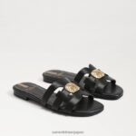 jp Sam Edelman 女性 ベイラディアント スライドサンダル 黒い革 4NFV0P575 履物