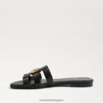 jp Sam Edelman 女性 ベイラディアント スライドサンダル 黒い革 4NFV0P575 履物 - Image 4