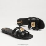 jp Sam Edelman 女性 ベイラディアント スライドサンダル 黒い革 4NFV0P575 履物 - Image 7