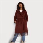 jp Sam Edelman 女性 ベルト付きラップフリンジコート 栗 4NFV0P1238 衣服