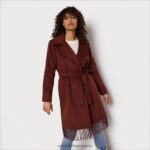 jp Sam Edelman 女性 ベルト付きラップフリンジコート 栗 4NFV0P1238 衣服 - Image 3