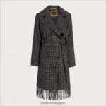 jp Sam Edelman 女性 ベルト付きラップフリンジコート 黒、白 4NFV0P1237 衣服 - Image 5
