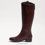 jp Sam Edelman 女性 ペニーレザー乗馬ブーツ ダークブラウン 4NFV0P414 履物 - Image 4