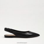 jp Sam Edelman 女性 ホイットニー スリングバック ポインテッドトゥ フラット 黒い革 4NFV0P736 履物 - Image 2