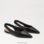jp Sam Edelman 女性 ホイットニー スリングバック ポインテッドトゥ フラット 黒い革 4NFV0P736 履物