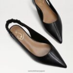 jp Sam Edelman 女性 ホイットニー スリングバック ポインテッドトゥ フラット 黒い革 4NFV0P736 履物 - Image 7