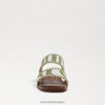 jp Sam Edelman 女性 ホーピースライドサンダル シダ/ナチュラルゼブラリネン 4NFV0P821 履物 - Image 3