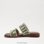 jp Sam Edelman 女性 ホーピースライドサンダル シダ/ナチュラルゼブラリネン 4NFV0P821 履物 - Image 4