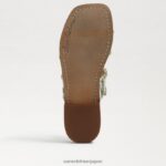 jp Sam Edelman 女性 ホーピースライドサンダル シダ/ナチュラルゼブラリネン 4NFV0P821 履物 - Image 6