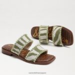 jp Sam Edelman 女性 ホーピースライドサンダル シダ/ナチュラルゼブラリネン 4NFV0P821 履物 - Image 7
