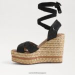 jp Sam Edelman 女性 ボーン エスパドリーユ ウェッジ サンダル 黒の織り 4NFV0P245 履物 - Image 4