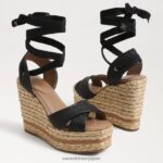 jp Sam Edelman 女性 ボーン エスパドリーユ ウェッジ サンダル 黒の織り 4NFV0P245 履物 - Image 7