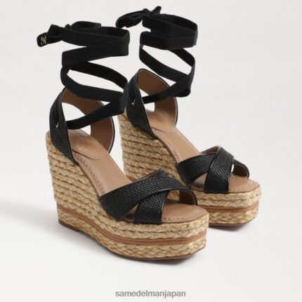 jp Sam Edelman 女性 ボーン エスパドリーユ ウェッジ サンダル 黒の織り 4NFV0P245 履物
