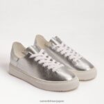 jp Sam Edelman 女性 ポピー レースアップスニーカー 柔らかいシルバーの革 4NFV0P308 履物