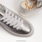 jp Sam Edelman 女性 ポピー レースアップスニーカー 柔らかいシルバーの革 4NFV0P308 履物 - Image 7