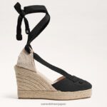 jp Sam Edelman 女性 マルゲリータ エスパドリーユ ウェッジ サンダル 黒いスエード 4NFV0P87 履物 - Image 2