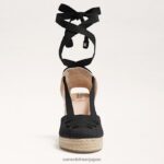 jp Sam Edelman 女性 マルゲリータ エスパドリーユ ウェッジ サンダル 黒いスエード 4NFV0P87 履物 - Image 3
