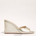 jp Sam Edelman 女性 メリックウェッジサンダル ダークゴールド 4NFV0P611 履物 - Image 2