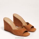 jp Sam Edelman 女性 メリックウェッジサンダル 茶色のスエード 4NFV0P614 履物