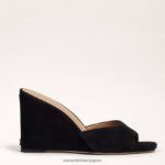 jp Sam Edelman 女性 メリックウェッジサンダル 黒いスエード 4NFV0P613 履物 - Image 2