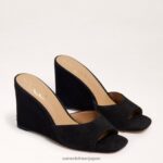 jp Sam Edelman 女性 メリックウェッジサンダル 黒いスエード 4NFV0P613 履物