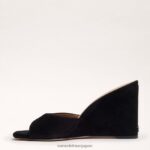 jp Sam Edelman 女性 メリックウェッジサンダル 黒いスエード 4NFV0P613 履物 - Image 4