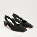 jp Sam Edelman 女性 メレディス スリングバック キトゥン ヒール 黒のサテン 4NFV0P876 履物