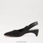 jp Sam Edelman 女性 メレディス スリングバック キトゥン ヒール 黒のサテン 4NFV0P876 履物 - Image 4