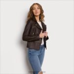 jp Sam Edelman 女性 モトレザージャケット 茶色 4NFV0P1152 衣服 - Image 3
