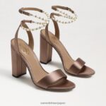 jp Sam Edelman 女性 ヤネリ ブロックヒールサンダル トフィーサテン 4NFV0P856 履物