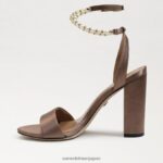 jp Sam Edelman 女性 ヤネリ ブロックヒールサンダル トフィーサテン 4NFV0P856 履物 - Image 4