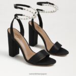 jp Sam Edelman 女性 ヤネリ ブロックヒールサンダル 黒絹 4NFV0P855 履物