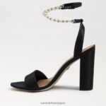 jp Sam Edelman 女性 ヤネリ ブロックヒールサンダル 黒絹 4NFV0P855 履物 - Image 4