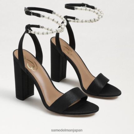 jp Sam Edelman 女性 ヤネリ ブロックヒールサンダル 黒絹 4NFV0P855 履物