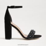 jp Sam Edelman 女性 ヤロ ペルラ ブロックヒールサンダル 黒いスエード 4NFV0P619 履物 - Image 2