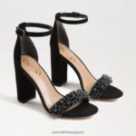 jp Sam Edelman 女性 ヤロ ペルラ ブロックヒールサンダル 黒いスエード 4NFV0P619 履物