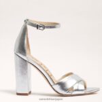 jp Sam Edelman 女性 ヤンシーアンクルストラップサンダル ソフトシルバー 4NFV0P771 履物 - Image 2