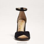 jp Sam Edelman 女性 ヤンシーアンクルストラップサンダル 黒いスエード 4NFV0P774 履物 - Image 3