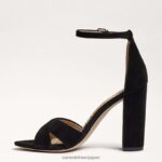 jp Sam Edelman 女性 ヤンシーアンクルストラップサンダル 黒いスエード 4NFV0P774 履物 - Image 4