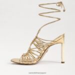 jp Sam Edelman 女性 ライラ レースアップ スティレット サンダル アンバーゴールド 4NFV0P441 履物 - Image 4