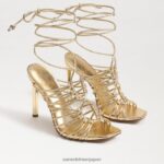 jp Sam Edelman 女性 ライラ レースアップ スティレット サンダル アンバーゴールド 4NFV0P441 履物