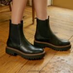 jp Sam Edelman 女性 ラグナチェルシーブーツ 黒い革 4NFV0P459 履物 - Image 2