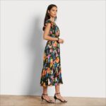 jp Sam Edelman 女性 ラップフローラルミディドレス ブラックマルチ 4NFV0P1098 衣服 - Image 2