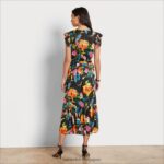 jp Sam Edelman 女性 ラップフローラルミディドレス ブラックマルチ 4NFV0P1098 衣服 - Image 4