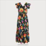 jp Sam Edelman 女性 ラップフローラルミディドレス ブラックマルチ 4NFV0P1098 衣服 - Image 5